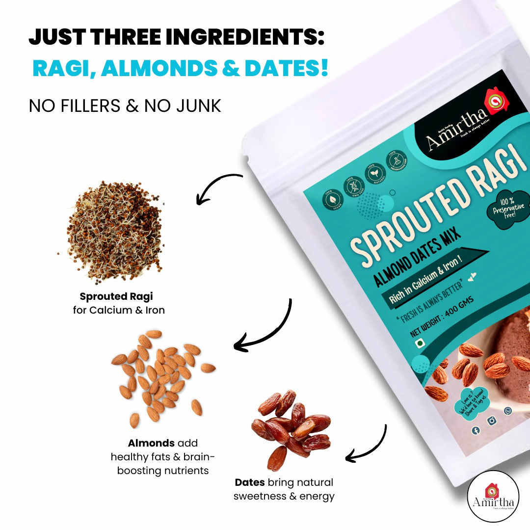 Sprouted Ragi Almond Dates Mix- 400g